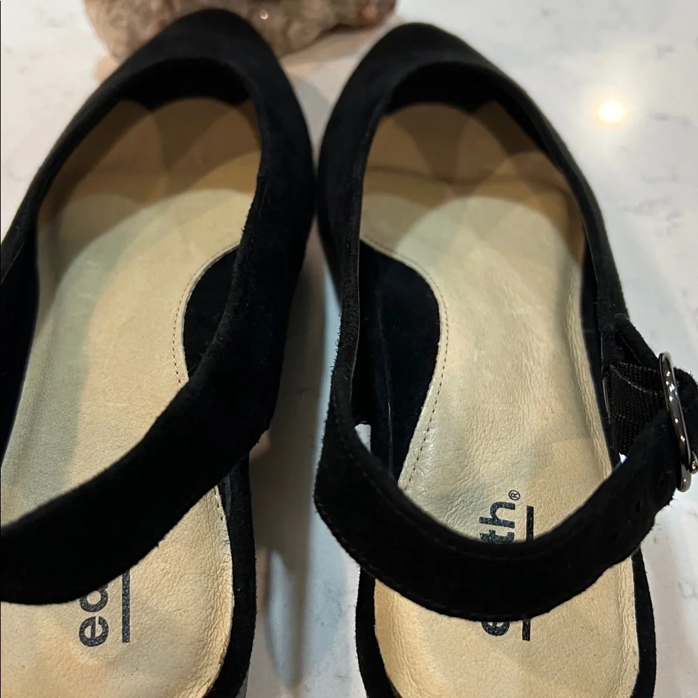 Earth Black Suede Slingback Flats